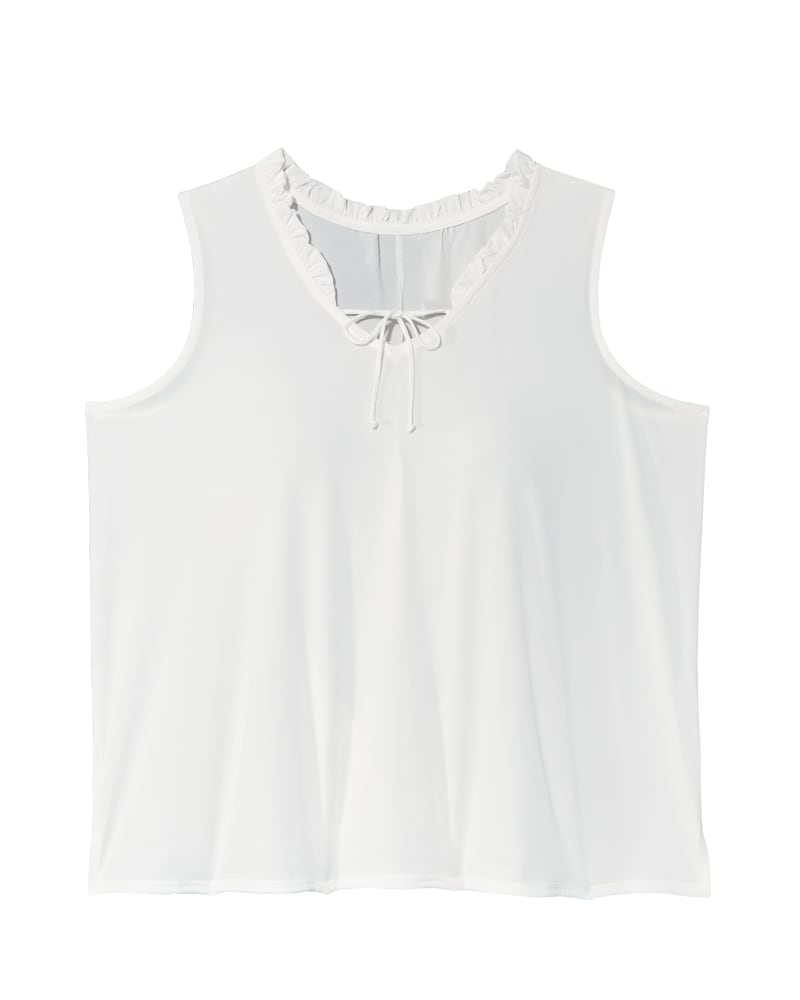 Front of plus size Kay Sleeveless Ruffle Neck Top by Ryan Wythe | Dia&Co | dia_product_style_image_id:127038